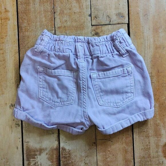 Cat & Jack Shorts 3T Purple Jean Shorts Paperbag Waist Spring Summer Cotton - Picture 7 of 8